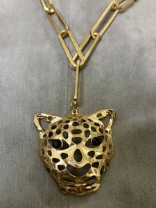 Gold Tone Leopard Head Necklace