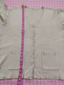 Last Call for -Beige Knit Cardigan with Pockets