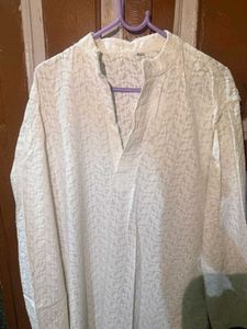 Classic White Textured Kurta