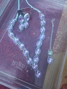 Elegant Purple Stone Necklace Set