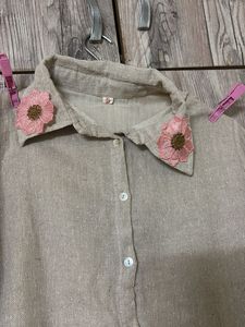 Linen co-ord  Set with Flower Embellishment