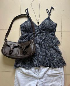 Y2K Geometric Chevron Tiered Cami Top