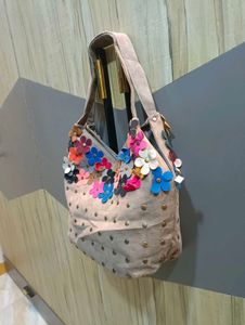 Felt Flower Accent Shoulder Bag