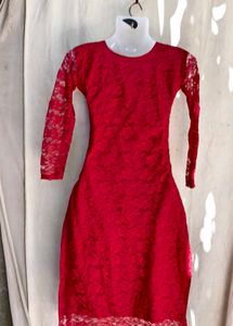 Elegant Red Lace Kurta