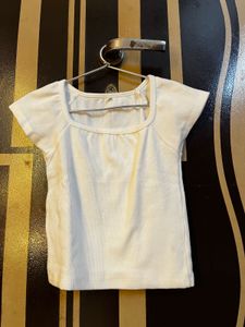 White Square Neck T-Shirt