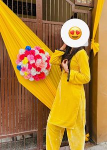 Valvet Yellow Suit With Salwar