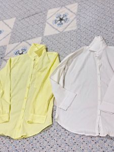 New Set of 2 Chic Yellow &amp; White Button-Up Shirts