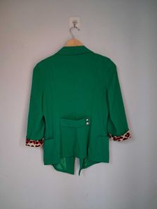 Green Blazer with Printed Cuffs