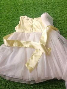 Elegant Yellow &amp; White Flower Girl Dress