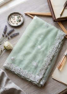New Elegant Mint Green Embroidered Dupatta