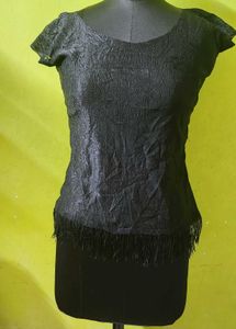 Vintage Black Fringe Top