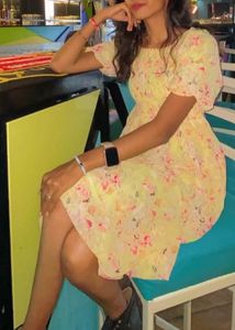 Yellow Floral Smocked Dress