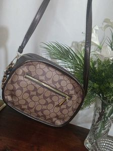 Stylish Brown Monogram Crossbody Bag