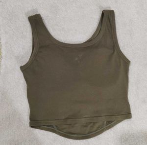 Olive Green Cropped Tank Top