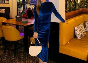 Elegant Blue Velvet Dress