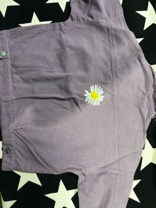 Lavender Denim Jacket with Daisy Embroidery