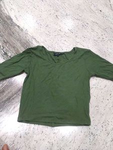 Olive Green Textured T-Shirt
