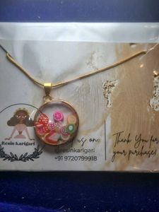 Combo -2, Dried Flower Resin Pendant Necklace