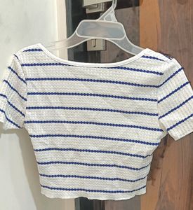 Striped White Crop Top