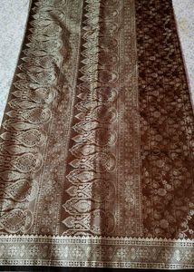 Elegant Brown &amp; Silvernew silk  Saree