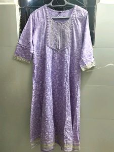 Beautiful Lavender Kurta with Embellished Neckline
