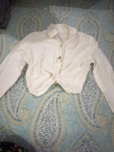 White Crop Top Knot Blouse