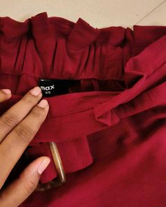 Stylish Maroon Wide Leg Pants