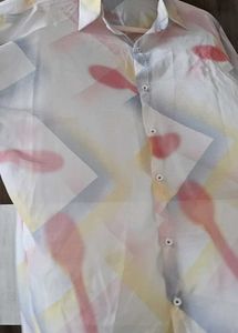 Abstract Print Button-Up Shirt