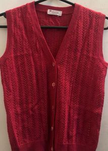 pink V-Neck Button-Up Knit Vest top