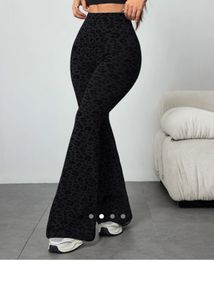 Leopard Print Flared Pants Black In size XL