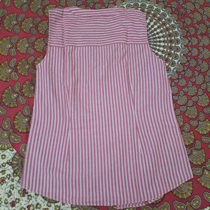 Striped Ruffle V-Neck Sleeveless Top