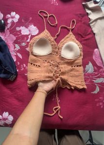 Boho Crochet Halter Crop Top