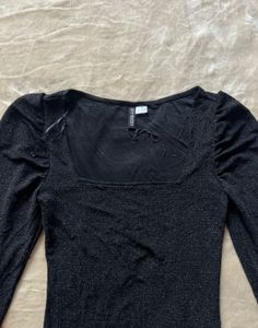 Sparkly Black Long Sleeve Mini Dress