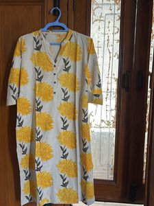 Yellow Floral Print Kurta