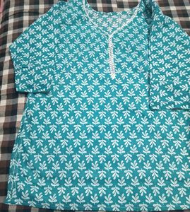 Teal Printed Kurta