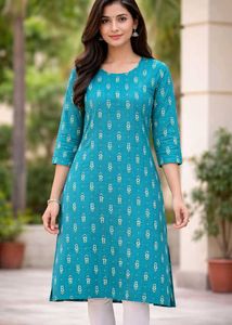 Beautiful Teal Printed Kurta