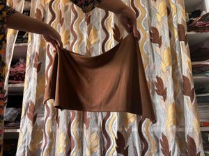 Cute Brown Crop Top with Extended Sleeves