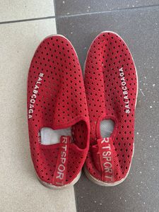 Red Mesh Slip-On Sneakers
