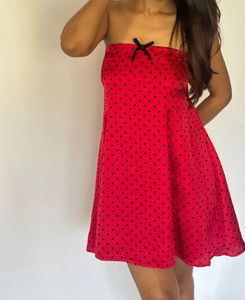 Cute Red Polka Dot Mini Dress