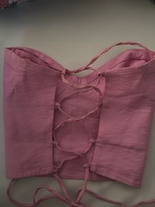 Zara Pink Back Tie-Up Corset Top XS
