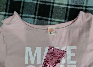 Cute Pink "Make Some Noise" Sequin Top