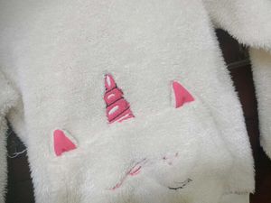 Girls White Unicorn Hoodie