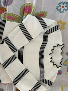 Striped Scalloped Sweater