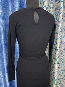 Classic Black Button-Up Midi Dress