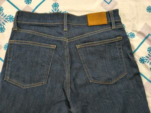Zara Cropped Classic Straight Blue Denim Jeans