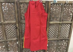 sleeve fabric inside kurtas Red Halter Neck Kurta