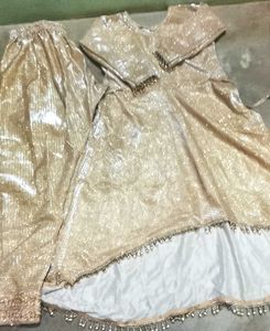 Sparkling Golden Kurta Set with paint
