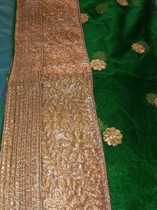 Elegant Green &amp; Gold Lehenga Skirt