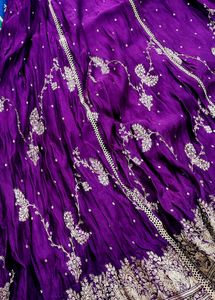pure silk zari work Purple A Line kurta
