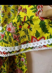Vibrant Yellow Floral Print Kurta
